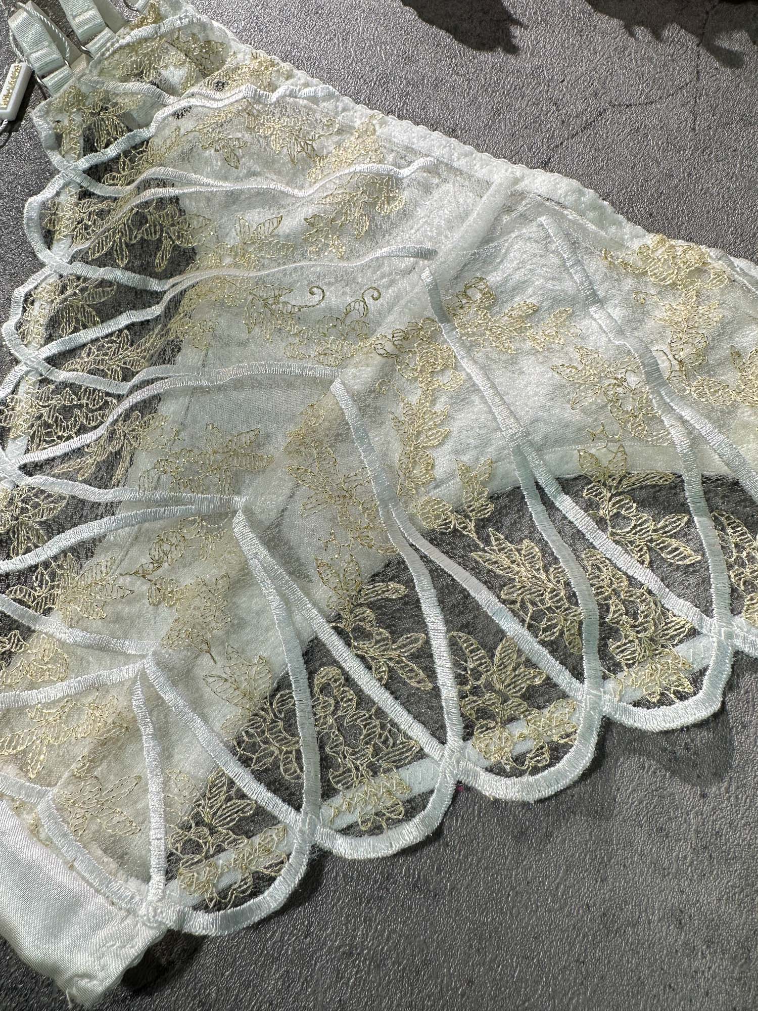 Free Shipping For White&Gold Embroidery Thong