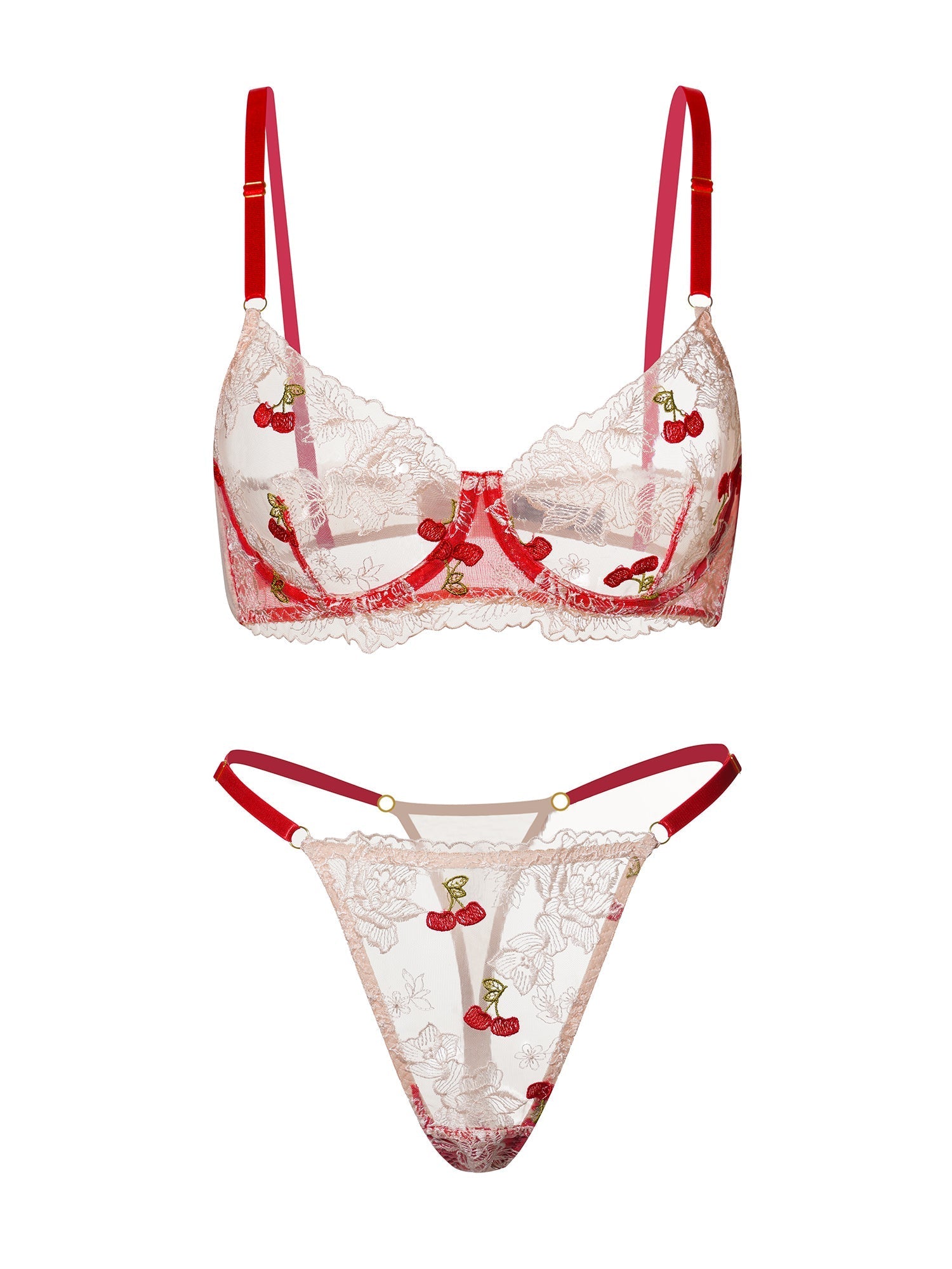 Free Shipping For Red Cherry Lingerie Set