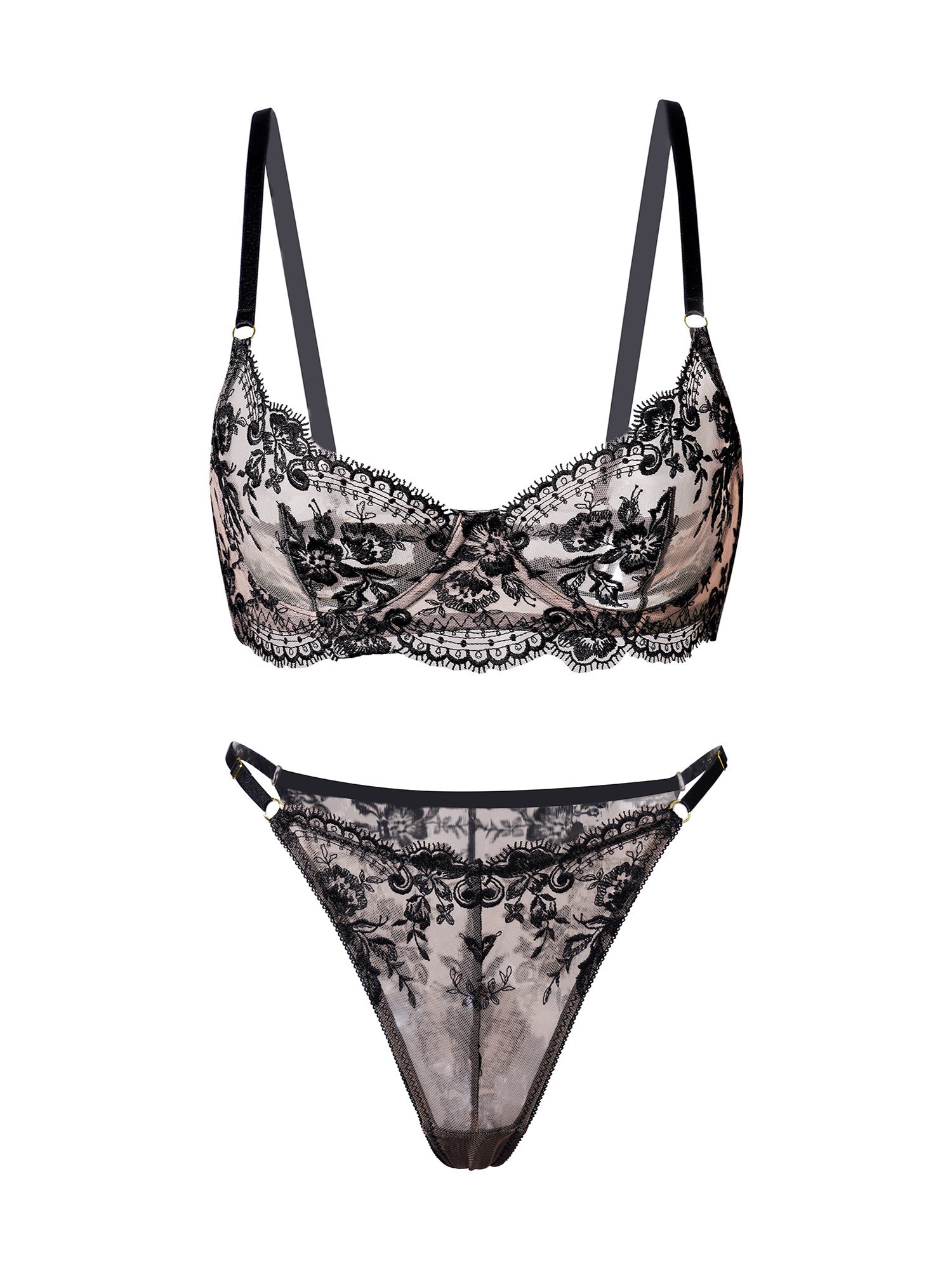 Free Shipping For Black Classic Lace Lingerie Set