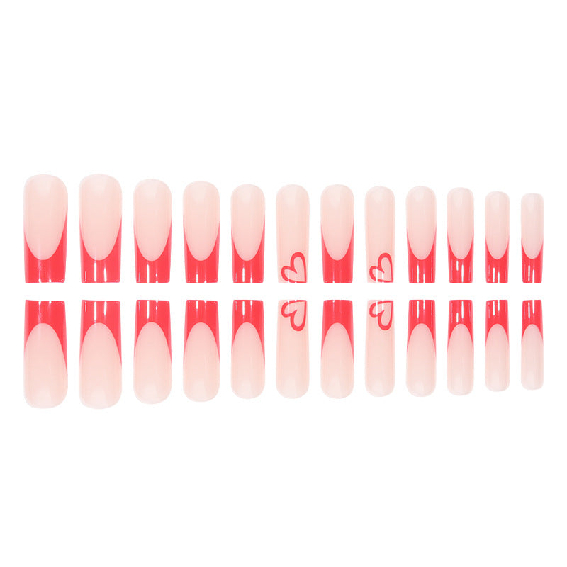 Valentine Red Heart Wearable Nail Extensions, Trendy Design