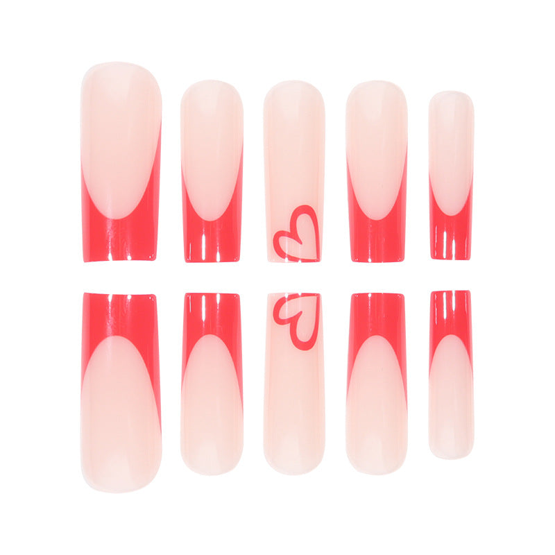 Valentine Red Heart Wearable Nail Extensions, Trendy Design