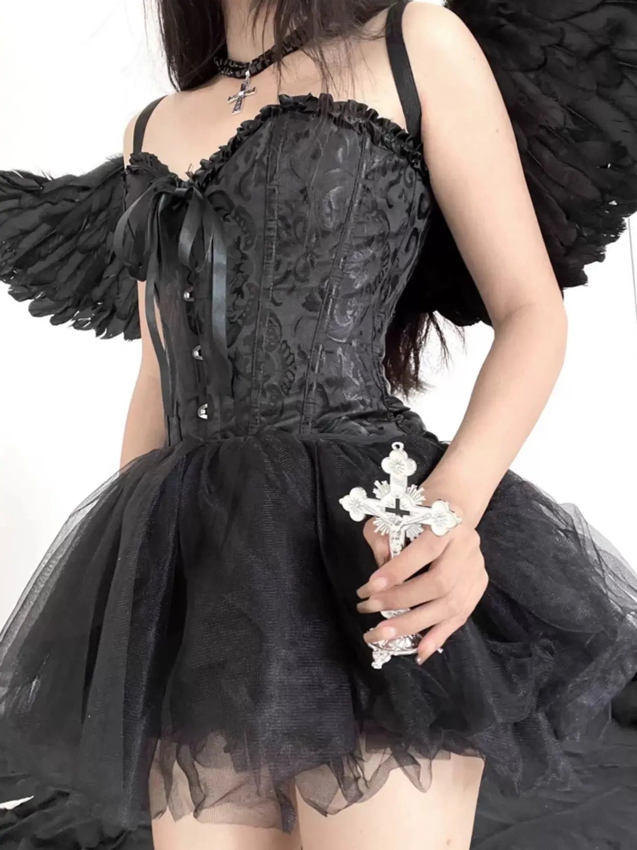 Free Shipping For 'Swan' Corset Pom Pom Angel Dress Costume