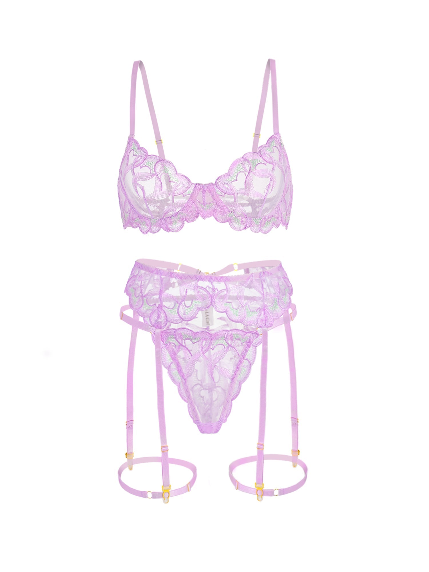 Free Shipping For Purple Embroidery Lingerie Set