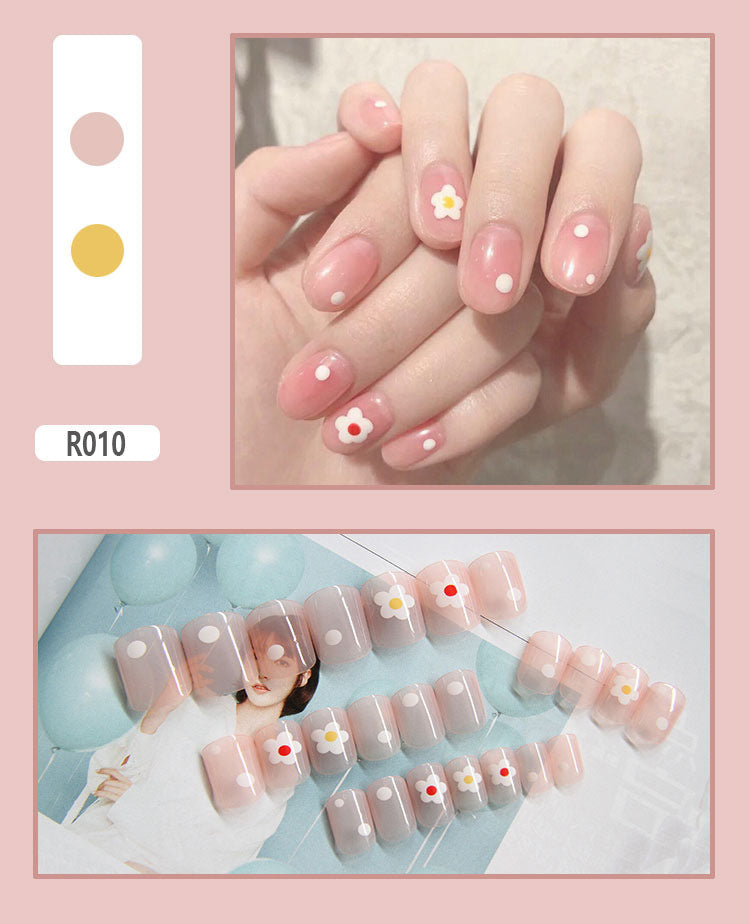 Cute Pre-Made Fall Nails Adhesive Tips 24 Pieces