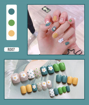 Cute Pre-Made Fall Nails Adhesive Tips 24 Pieces