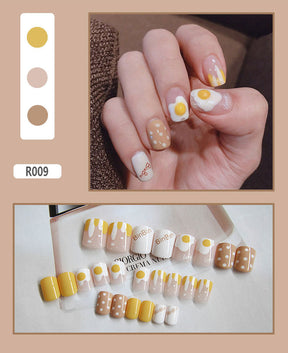 Cute Pre-Made Fall Nails Adhesive Tips 24 Pieces