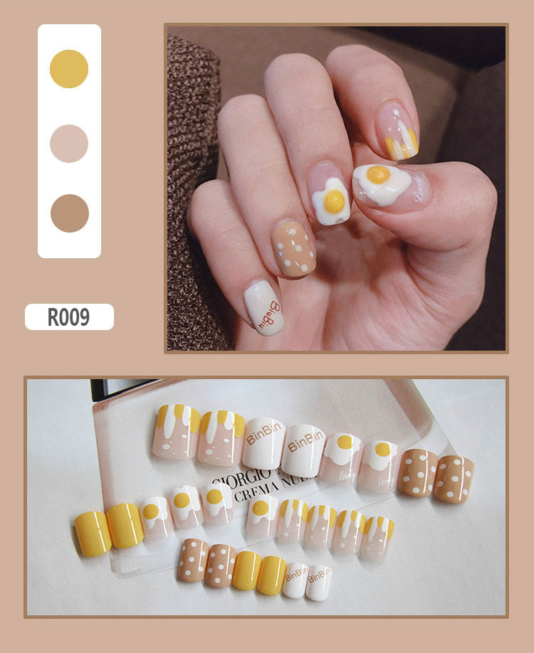 Cute Pre-Made Fall Nails Adhesive Tips 24 Pieces