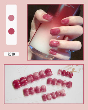 Cute Pre-Made Fall Nails Adhesive Tips 24 Pieces