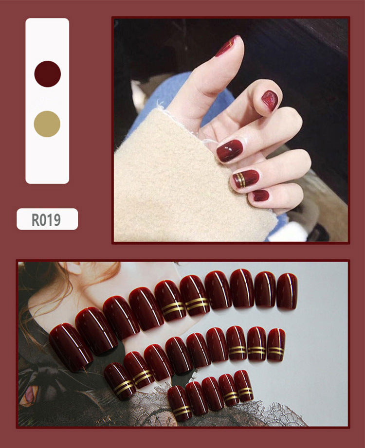 Cute Pre-Made Fall Nails Adhesive Tips 24 Pieces