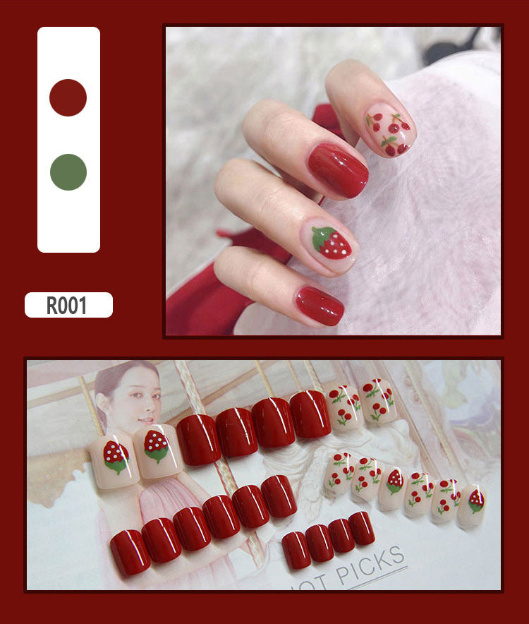 Cute Pre-Made Fall Nails Adhesive Tips 24 Pieces