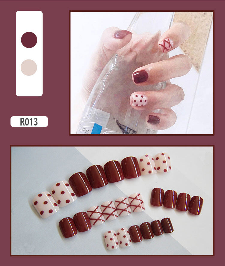 Cute Pre-Made Fall Nails Adhesive Tips 24 Pieces