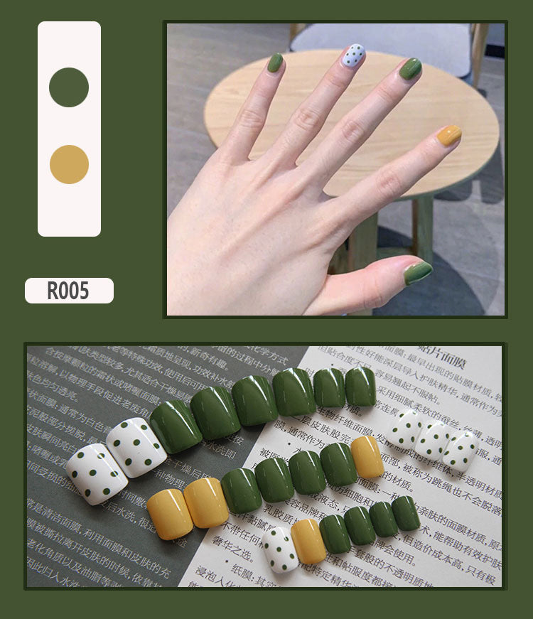 Cute Pre-Made Fall Nails Adhesive Tips 24 Pieces