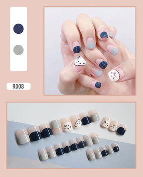 Cute Pre-Made Fall Nails Adhesive Tips 24 Pieces