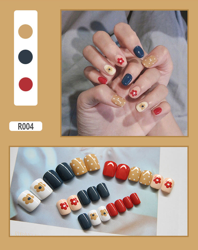 Cute Pre-Made Fall Nails Adhesive Tips 24 Pieces