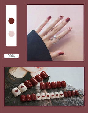 Cute Pre-Made Fall Nails Adhesive Tips 24 Pieces