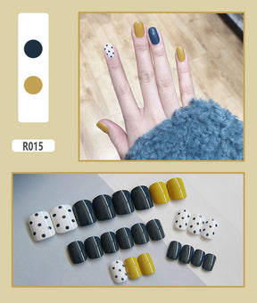 Cute Pre-Made Fall Nails Adhesive Tips 24 Pieces