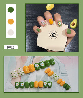 Cute Pre-Made Fall Nails Adhesive Tips 24 Pieces