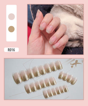 Cute Pre-Made Fall Nails Adhesive Tips 24 Pieces