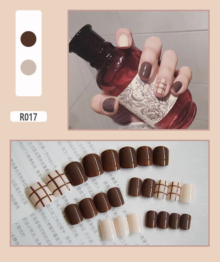 Cute Pre-Made Fall Nails Adhesive Tips 24 Pieces