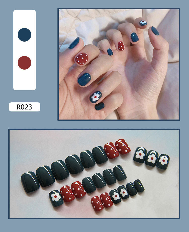 Cute Pre-Made Fall Nails Adhesive Tips 24 Pieces