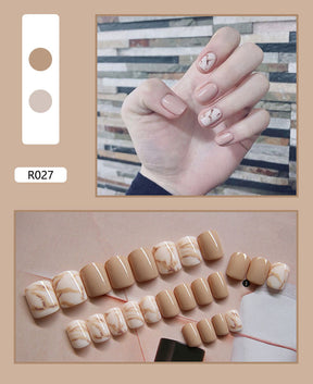 Cute Pre-Made Fall Nails Adhesive Tips 24 Pieces