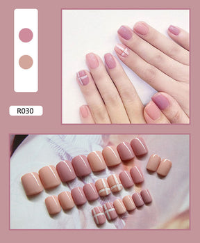 Cute Pre-Made Fall Nails Adhesive Tips 24 Pieces