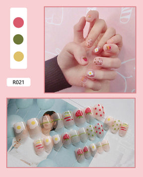 Cute Pre-Made Fall Nails Adhesive Tips 24 Pieces