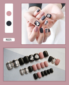 Cute Pre-Made Fall Nails Adhesive Tips 24 Pieces