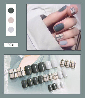 Cute Pre-Made Fall Nails Adhesive Tips 24 Pieces