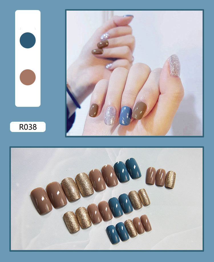 Cute Pre-Made Fall Nails Adhesive Tips 24 Pieces