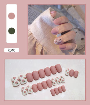 Cute Pre-Made Fall Nails Adhesive Tips 24 Pieces