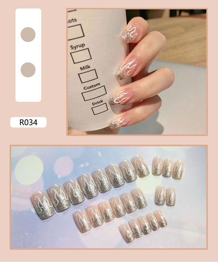 Cute Pre-Made Fall Nails Adhesive Tips 24 Pieces