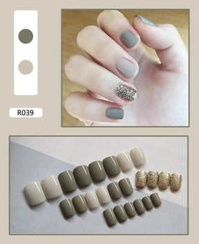 Cute Pre-Made Fall Nails Adhesive Tips 24 Pieces