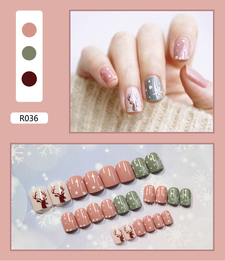 Cute Pre-Made Fall Nails Adhesive Tips 24 Pieces