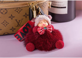 Cute Sleeping Baby Plush Car Keychain