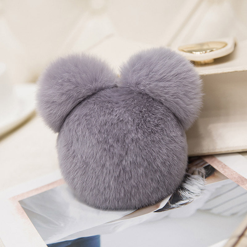 Cute Mickey Real Rabbit Fur Charm for Bags