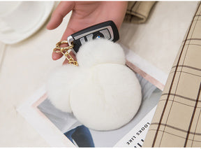 Cute Mickey Real Rabbit Fur Charm for Bags