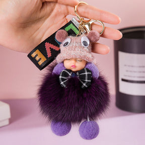 Cute Sleeping Baby Plush Car Keychain