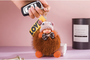 Cute Sleeping Baby Plush Car Keychain