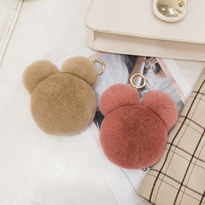 Cute Mickey Real Rabbit Fur Charm for Bags