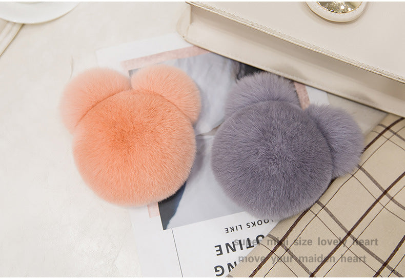 Cute Mickey Real Rabbit Fur Charm for Bags