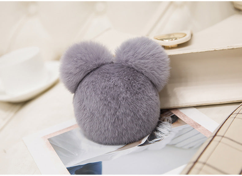 Cute Mickey Real Rabbit Fur Charm for Bags