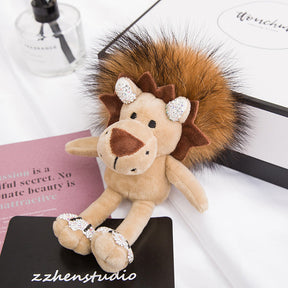 Cute Diamond-Encrusted Lion Fur Charm - Keychain & Car Decor