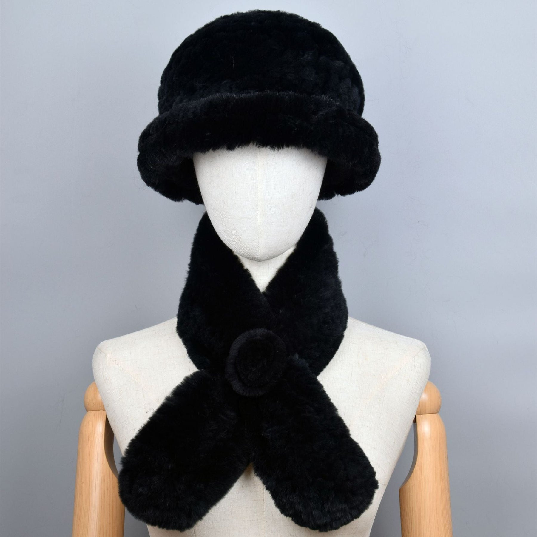 Winter Real Rabbit Fur Hat & Scarf Set - Warm & Elegant