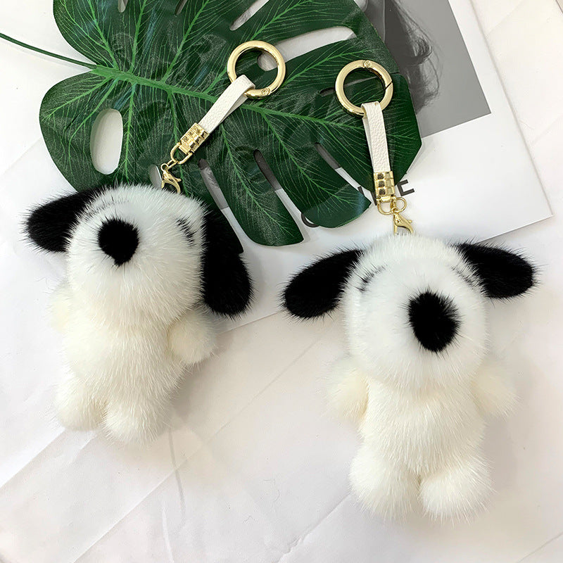 Cute Mink Fur Puppy Keychain - Snoopi Charm