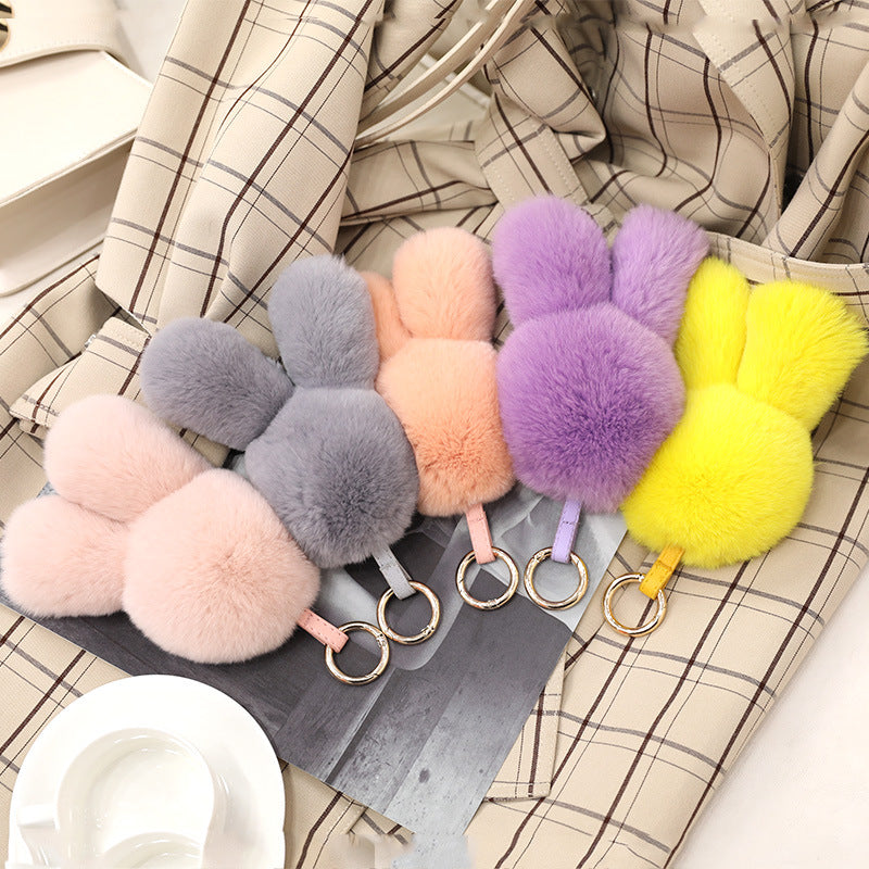 Cute Real Rabbit Fur Bunny Keychain & Bag Charm