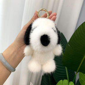 Cute Mink Fur Puppy Keychain - Snoopi Charm