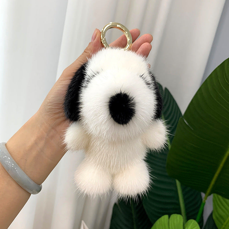 Cute Mink Fur Puppy Keychain - Snoopi Charm