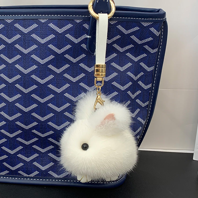 Cute Mink Fur Mini Bunny Keychain - Bag Charm