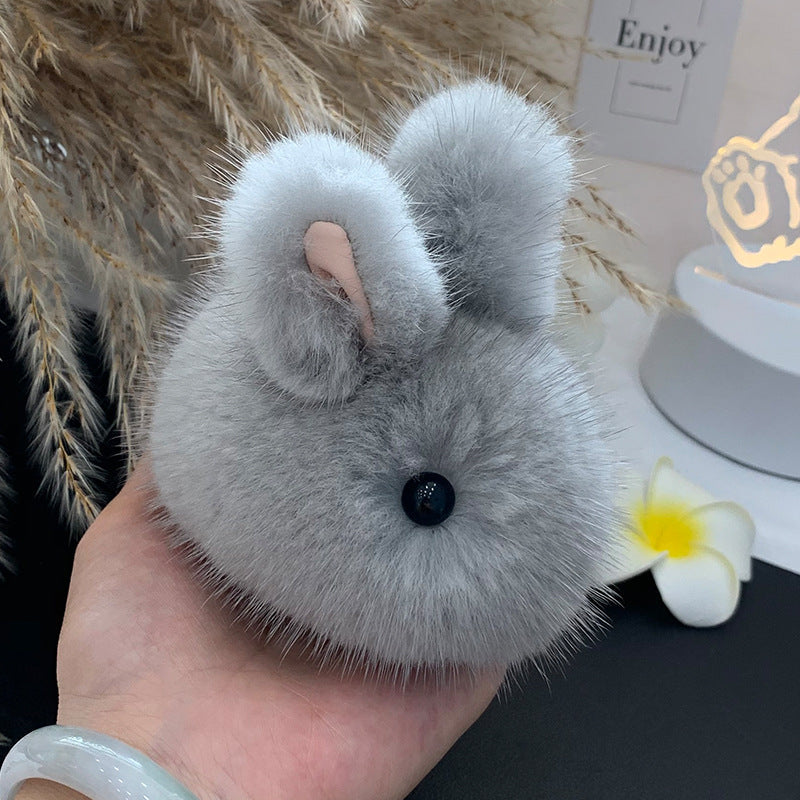 Cute Mink Fur Mini Bunny Keychain - Bag Charm